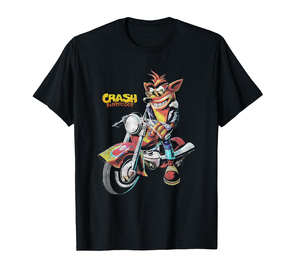Crash Bandicoot Biker Scene Motorcycle T-Shirt - Aesthetic Graphic Unisex - T-Shirt, Sweatshirt, Hoodie