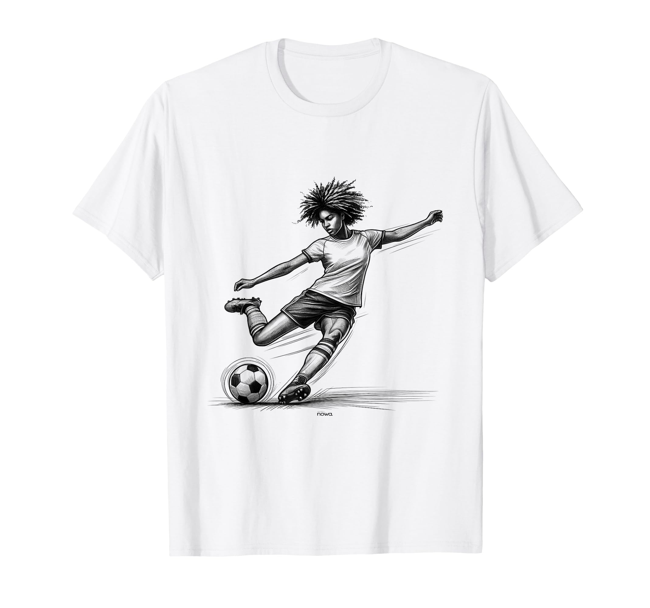 Female Soccer Player Powerful Kicking T-Shirt - Graphic Print Men Women - T-Shirt, Sweatshirt, Hoodie