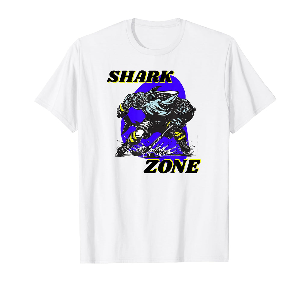 Hockey Ice Hockey Shark Attack Puck Fan T-Shirt - Unique Graphic Men Women - T-Shirt, Sweatshirt, Hoodie
