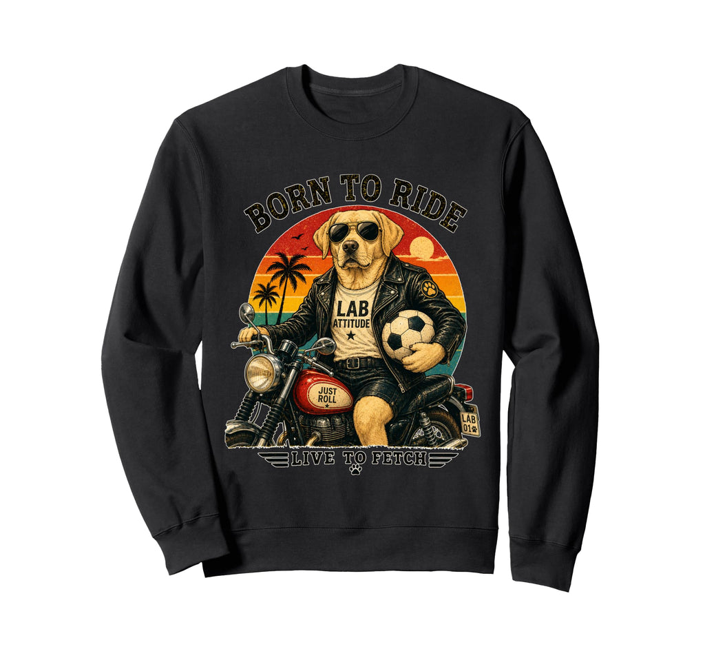 Labrador Retriever Motorbike Love Sweatshirt - Minimalist Print for Adults - T-Shirt, Sweatshirt, Hoodie