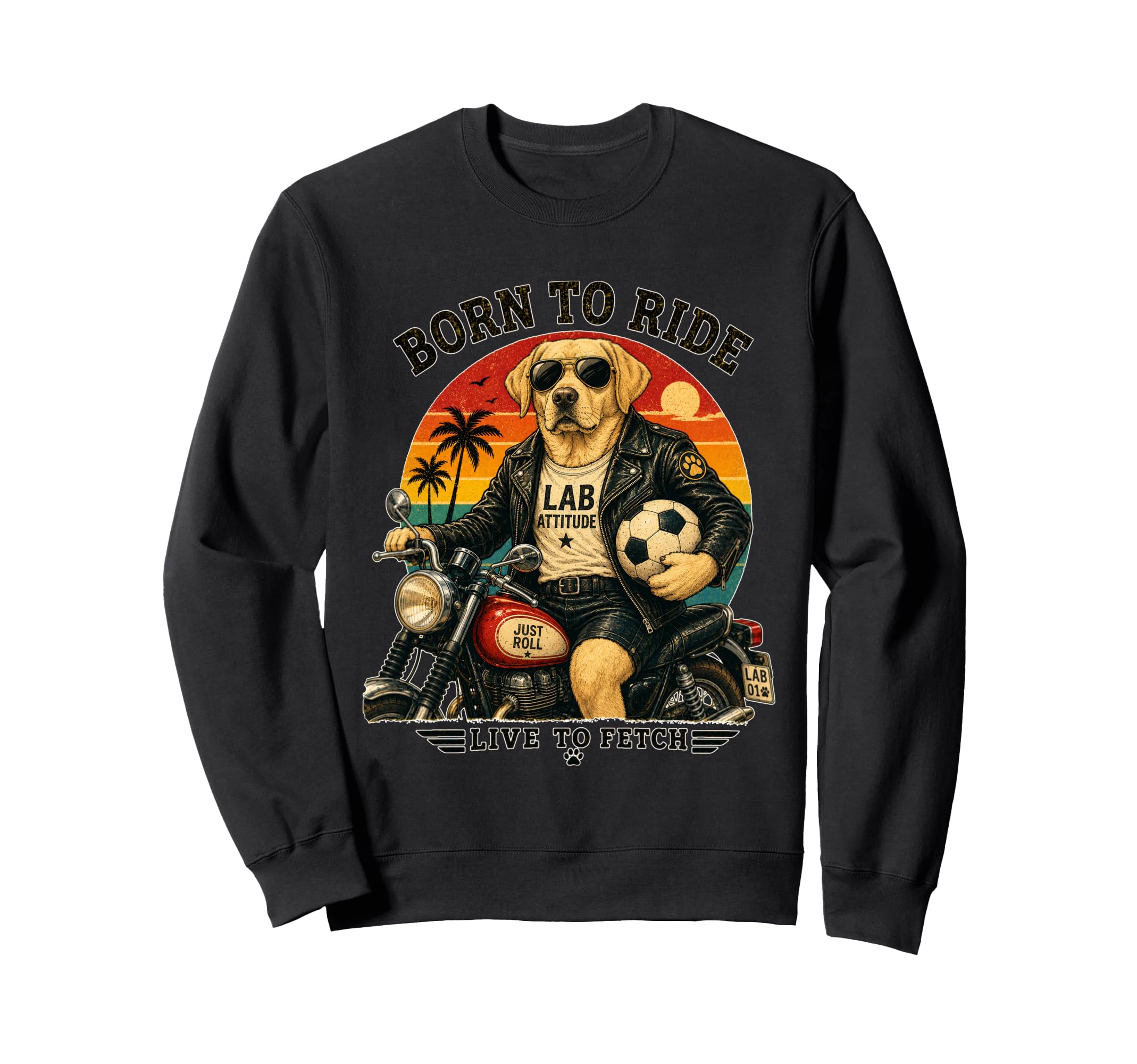 Labrador Retriever Motorbike Love Sweatshirt - Minimalist Print for Adults - T-Shirt, Sweatshirt, Hoodie