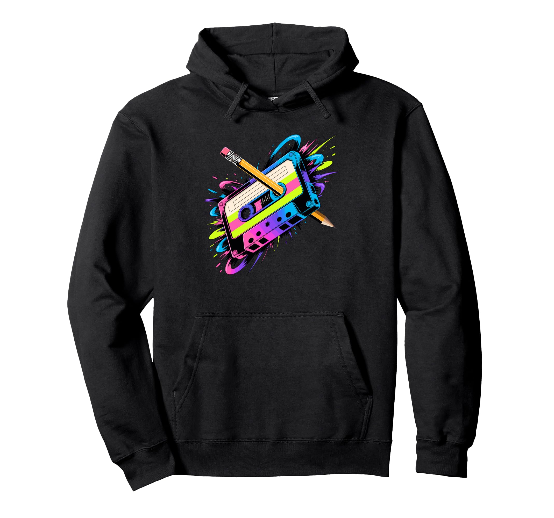 Splash Art Cassette Player Music Tape Hoodie - Trendy Graphic for Adults - T-Shirt, Sweatshirt, Hoodie