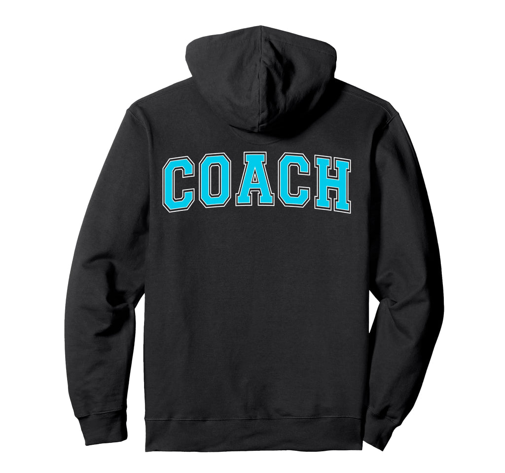 Coach Sports Trainer Varsity Cyan White Hoodie - Fun Novelty Design Unisex - T-Shirt, Sweatshirt, Hoodie