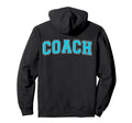 Coach Sports Trainer Varsity Cyan White Hoodie - Minimalist Print Unisex - T-Shirt, Sweatshirt, Hoodie