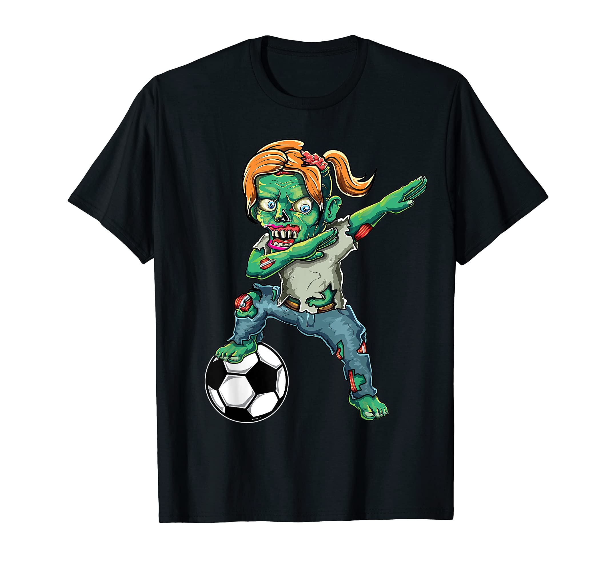 Female Zombie Halloween Soccer Lover T-Shirt - Novelty Apparel for Adults - T-Shirt, Sweatshirt, Hoodie