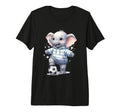 Elephant Soccer Player Striped Art Tri Hoodie - Streetwear Style Unisex - T-Shirt, Sweatshirt, Hoodie