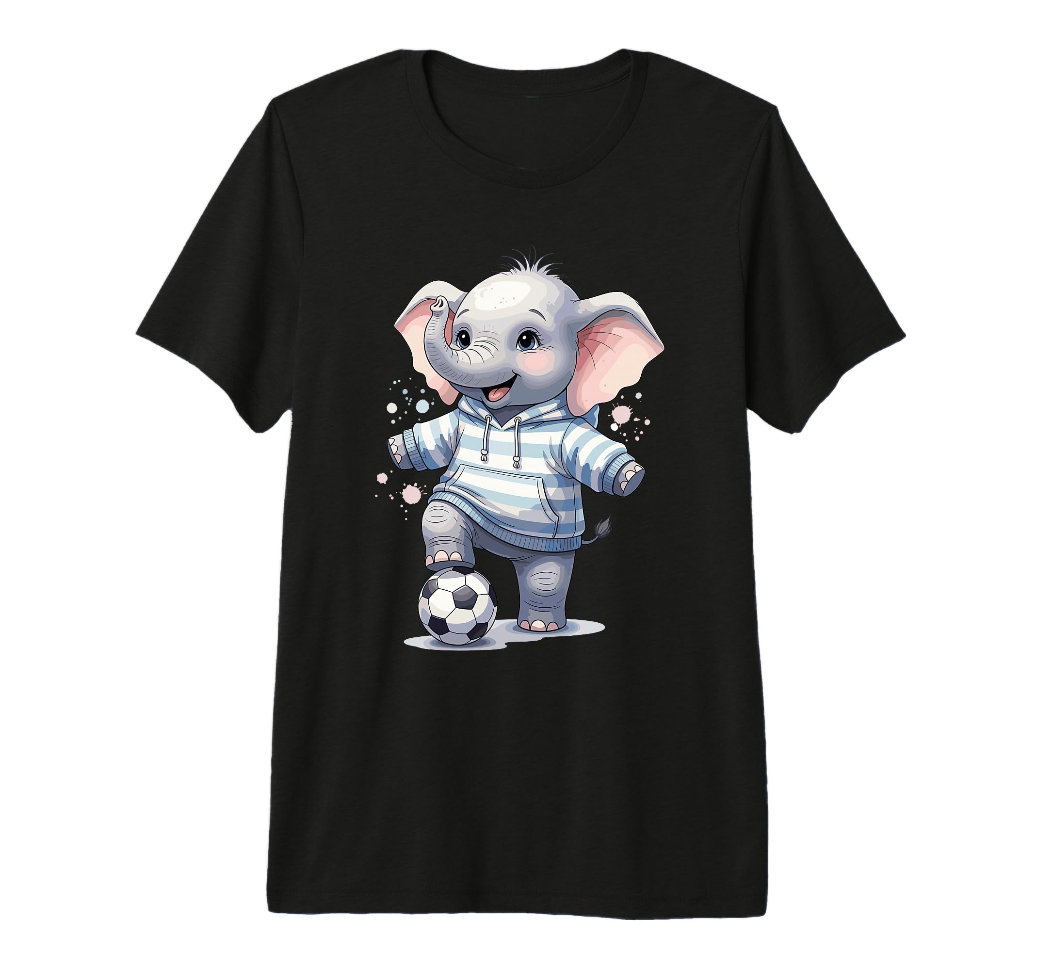 Elephant Soccer Player Striped Art Tri Hoodie - Streetwear Style Unisex - T-Shirt, Sweatshirt, Hoodie
