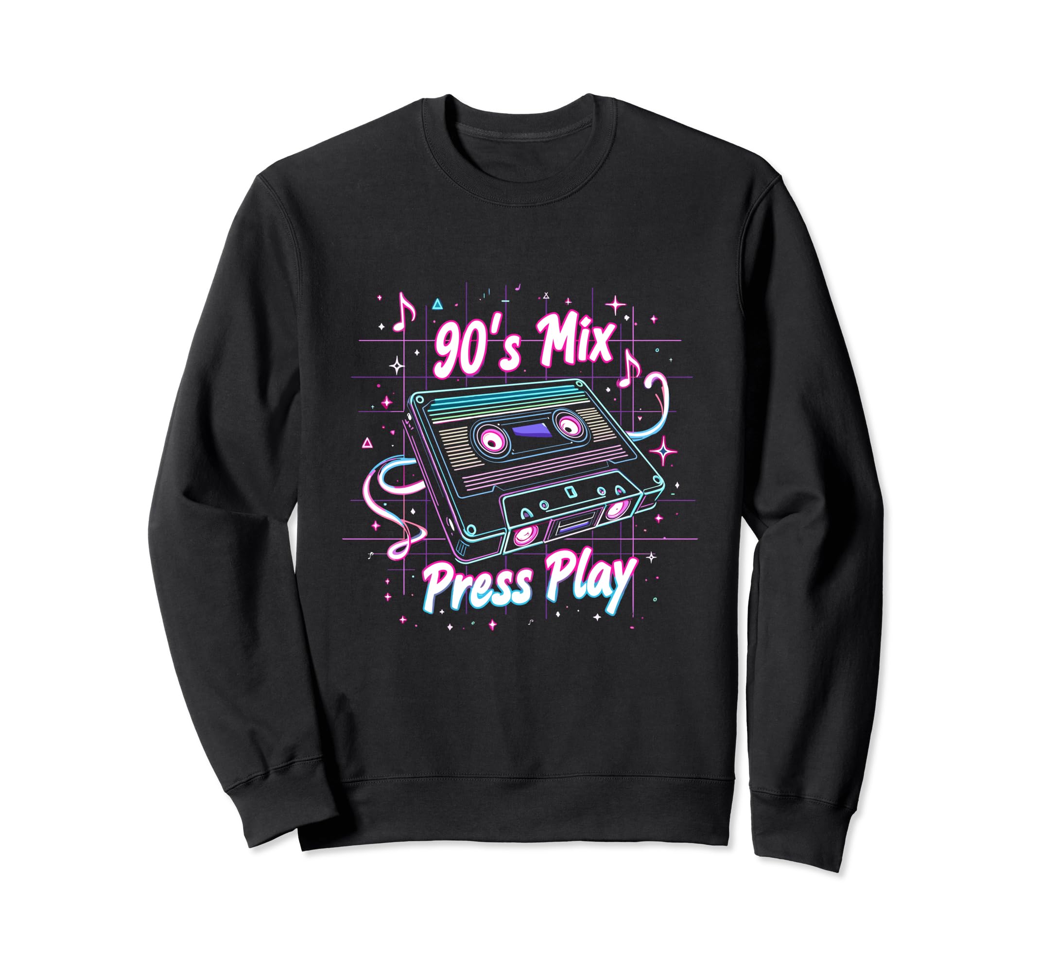 90S Mix Press Play Cassette Tape Sweatshirt - Unique Graphic Men Women - T-Shirt, Sweatshirt, Hoodie