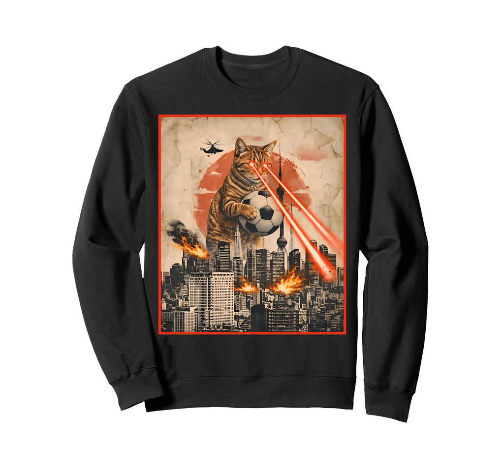 Funny Cat Soccer Kaiju Sweatshirt - Novelty Apparel for Adults - T-Shirt, Sweatshirt, Hoodie