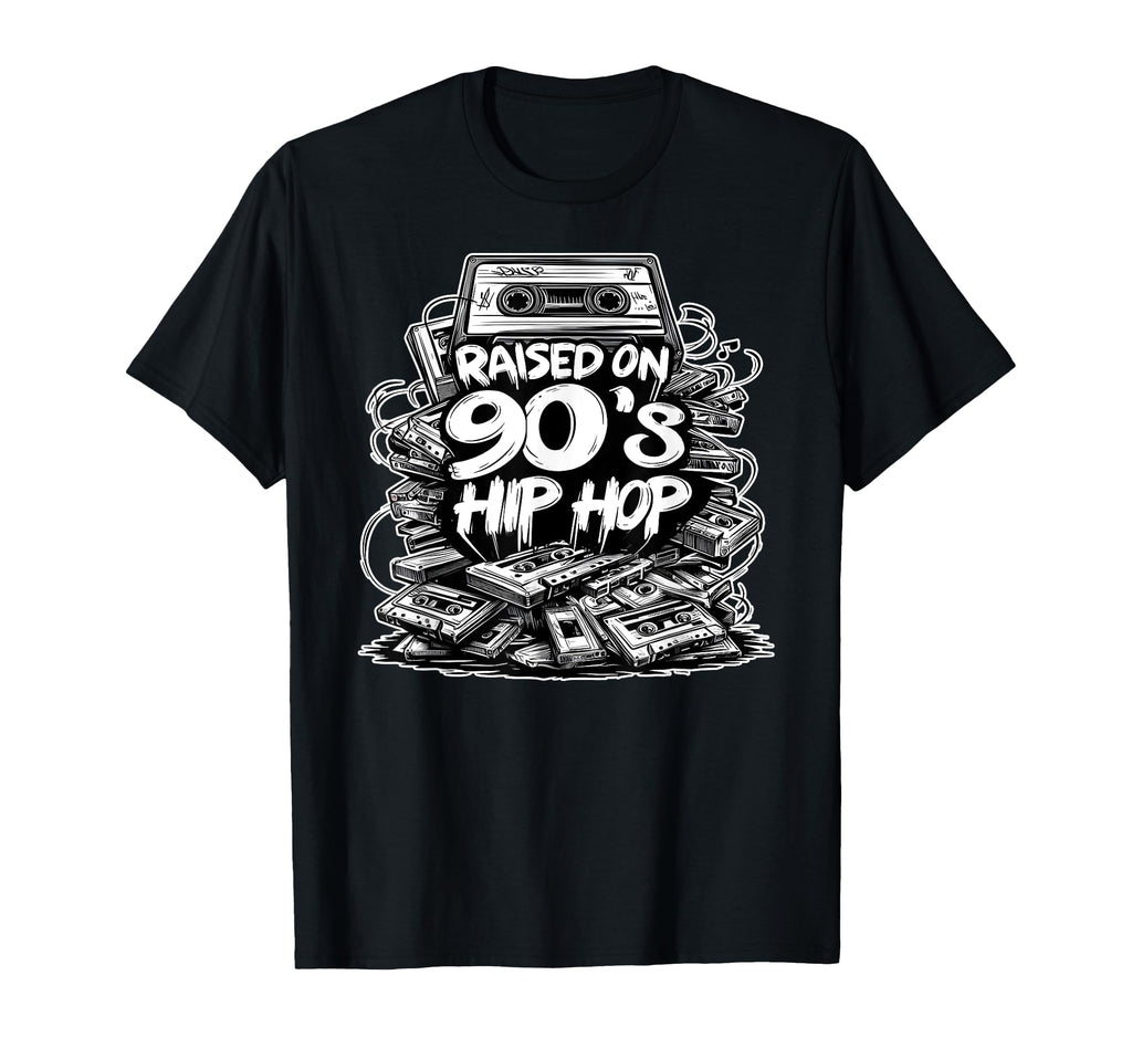 Raised 90S Hip Hop Cassette Tape T-Shirt - Novelty Apparel Men Women - T-Shirt, Sweatshirt, Hoodie
