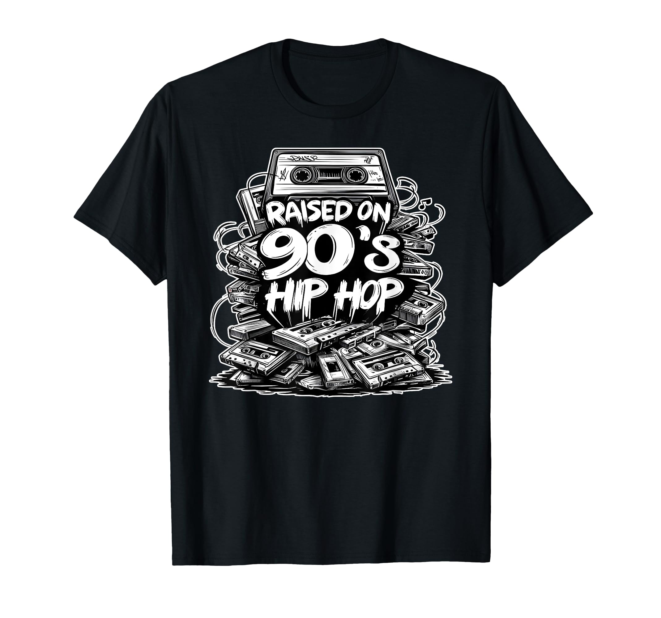 Raised 90S Hip Hop Cassette Tape T-Shirt - Novelty Apparel Men Women - T-Shirt, Sweatshirt, Hoodie