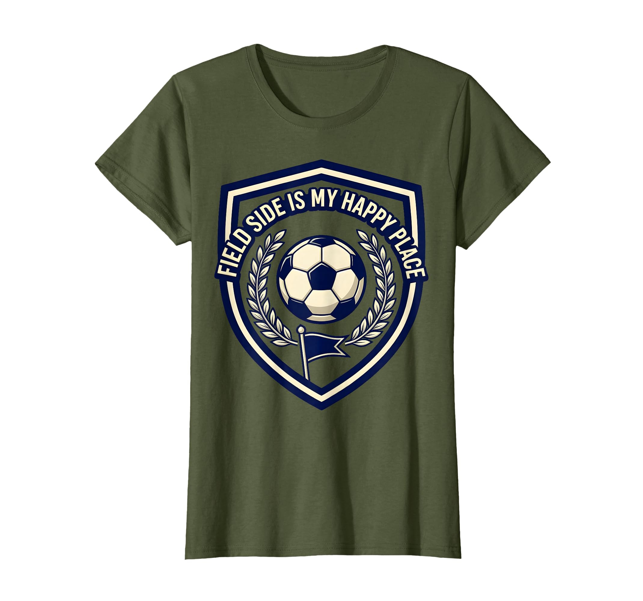 Field Side Is My Happy Place Soccer Mom T-Shirt - Trendy Graphic for Adults - T-Shirt, Sweatshirt, Hoodie