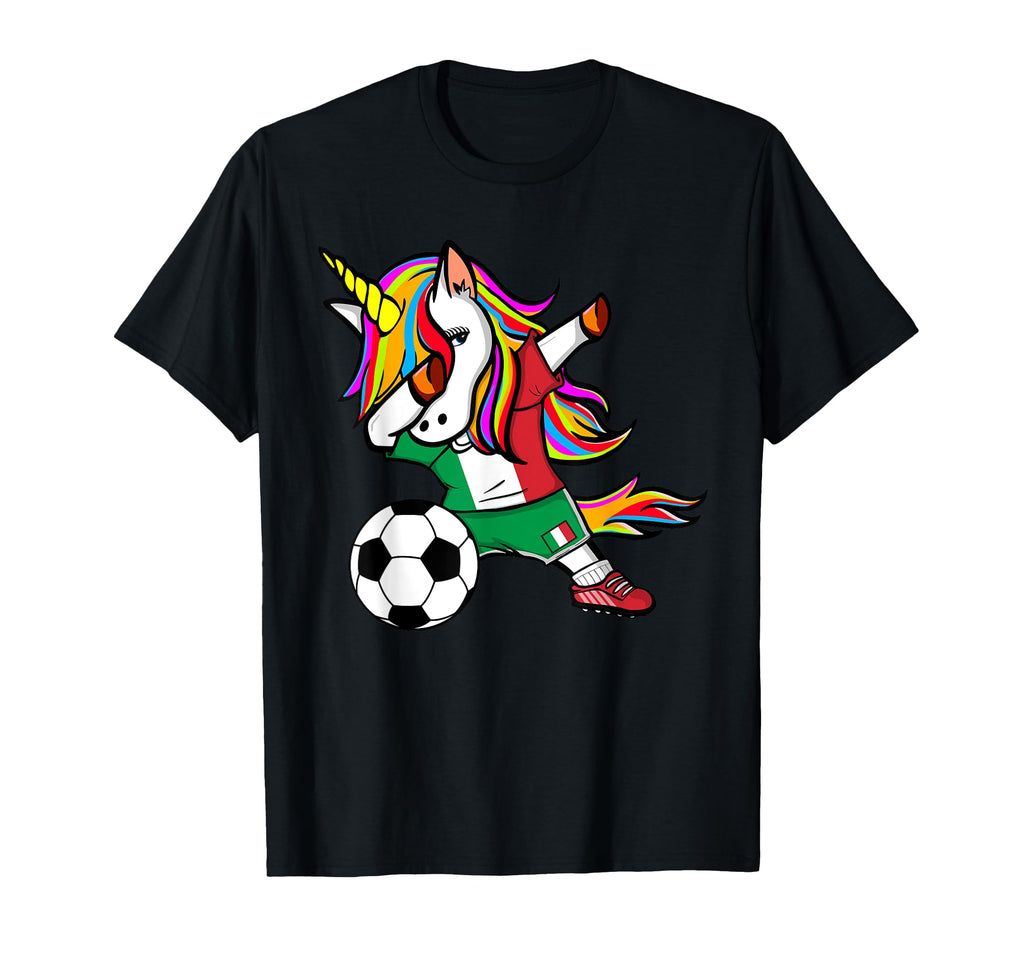 Funny Dabbing Unicorn Italy Football T-Shirt - Trendy Graphic for Adults - T-Shirt, Sweatshirt, Hoodie