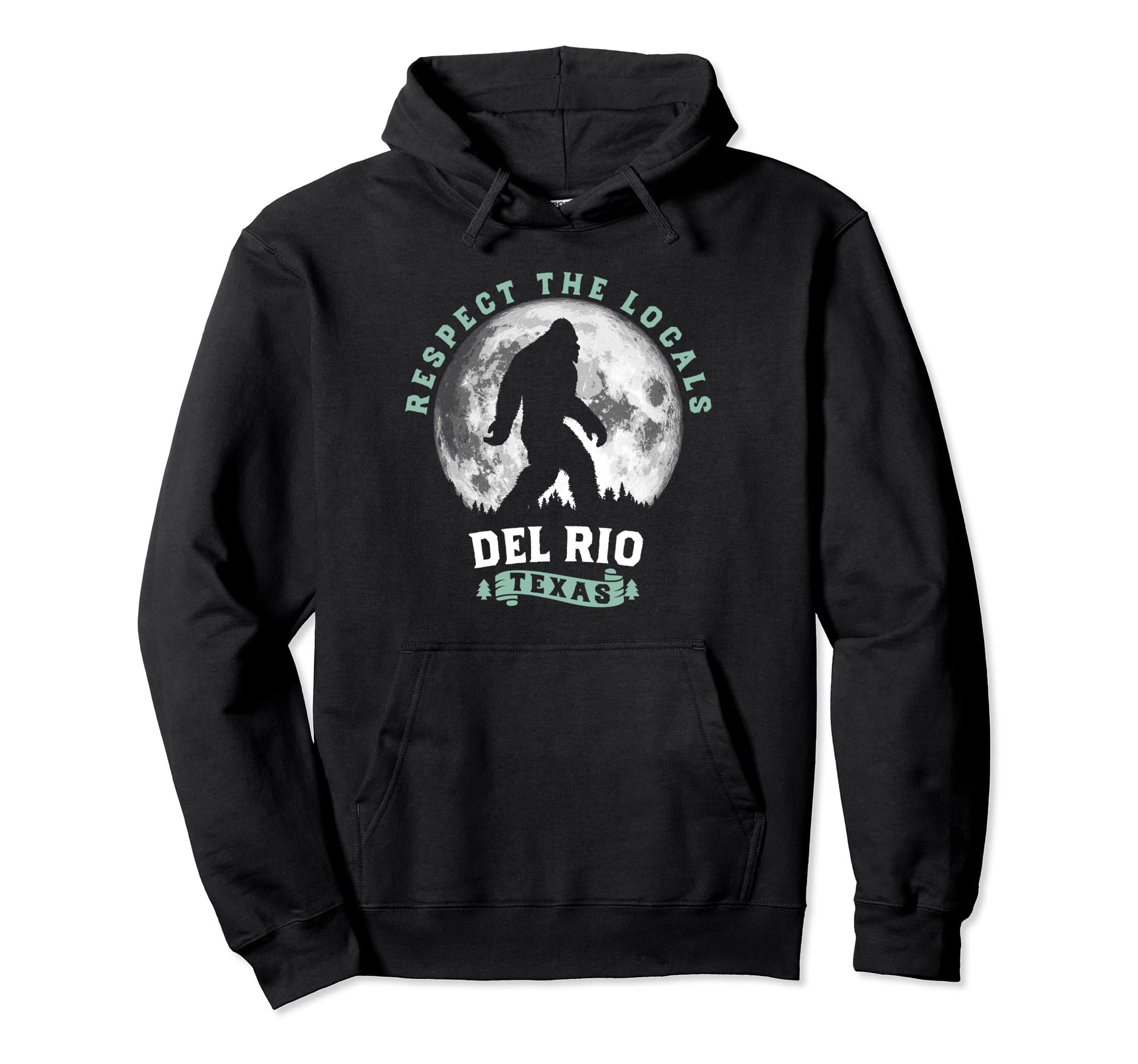 Del Rio Texas Bigfoot Night Walk Moon Hoodie - Custom Art Print Unisex - T-Shirt, Sweatshirt, Hoodie