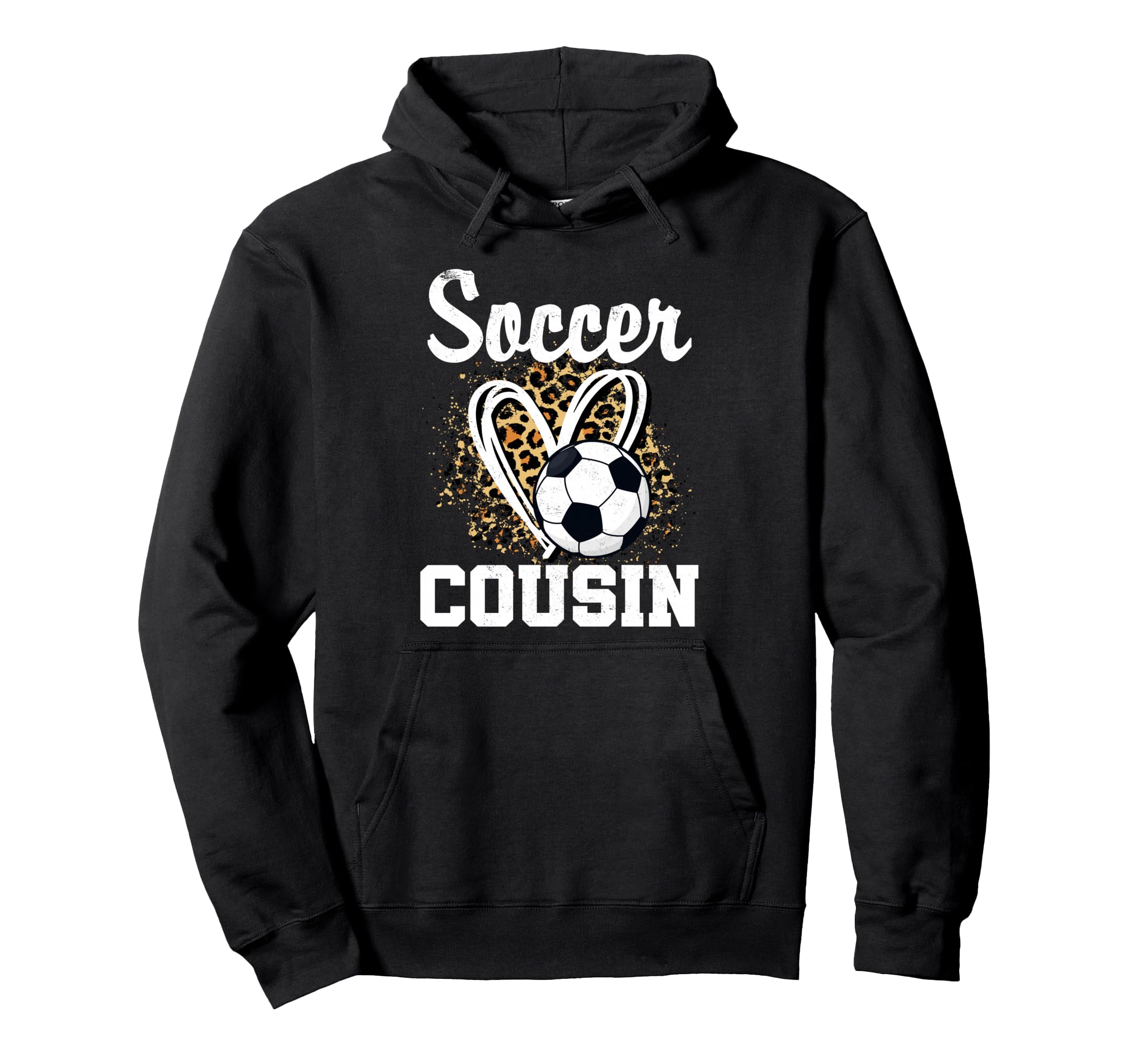 Soccer Cousin Leopard Heart Hoodie - Custom Art Print Men Women - T-Shirt, Sweatshirt, Hoodie
