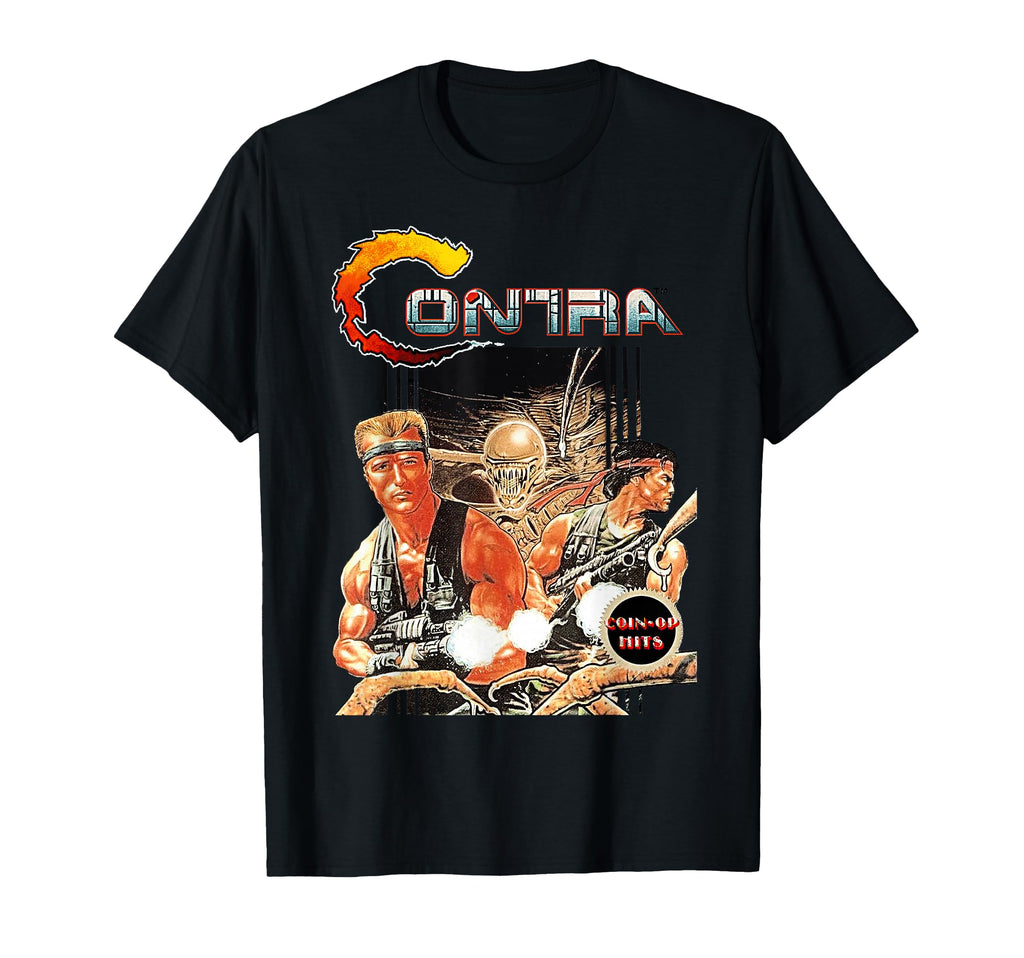 Contra Box Art Arcade Gamer 80S T-Shirt - Novelty Apparel for Adults - T-Shirt, Sweatshirt, Hoodie
