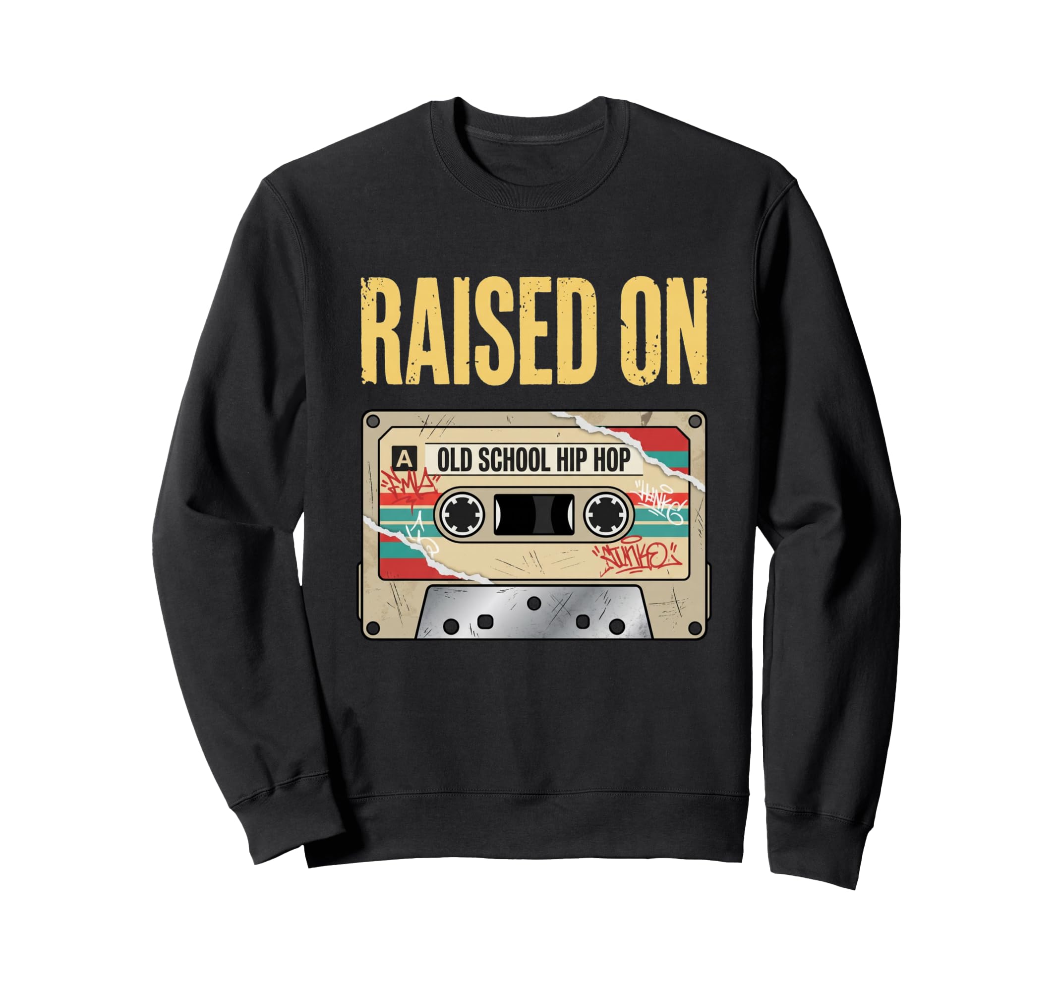 Raised Old School Hip Hop Cassette Sweatshirt - Trendy Graphic Men Women - T-Shirt, Sweatshirt, Hoodie