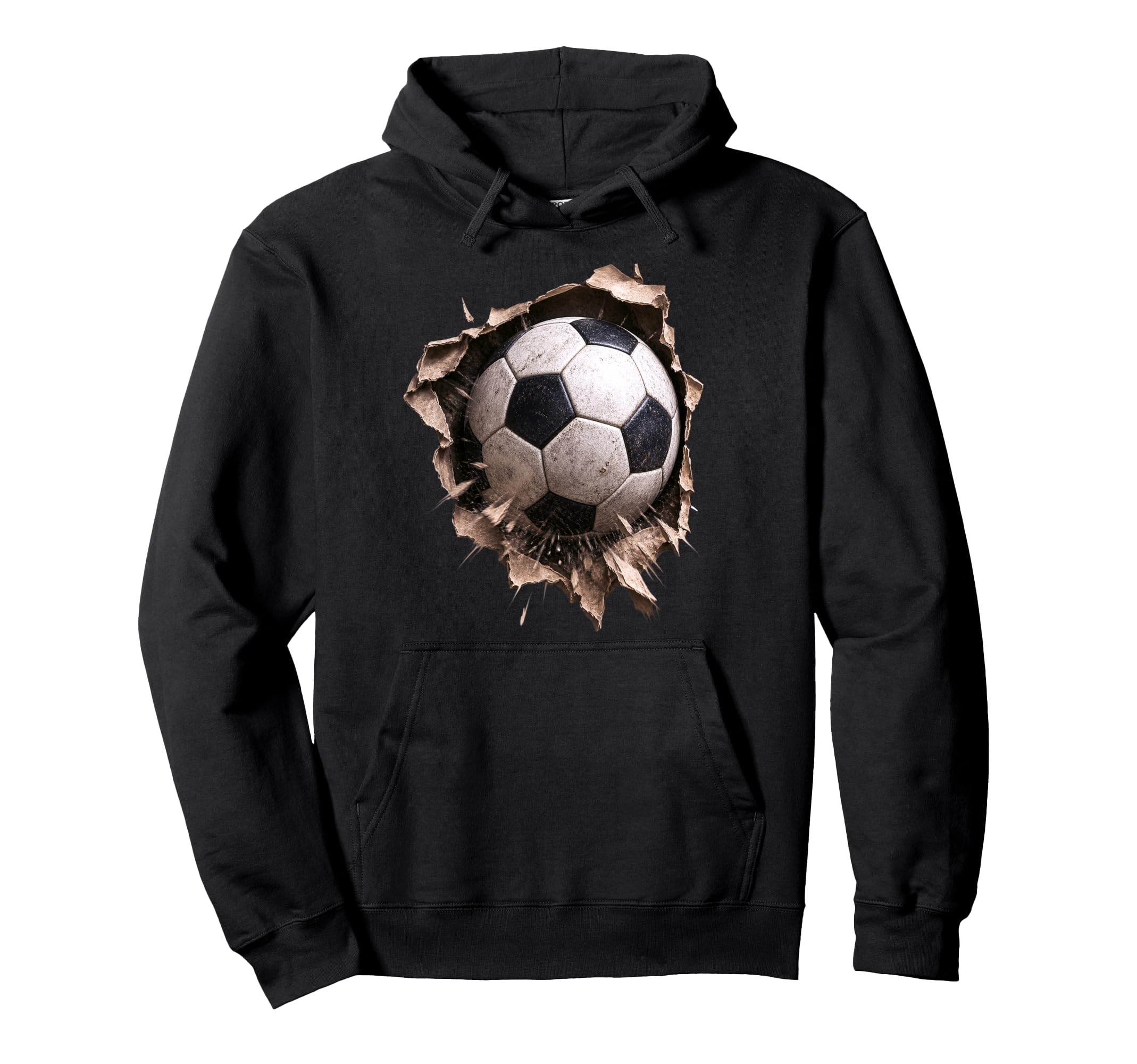 Soccer Ball Torn Fabric Bursting 3D Hoodie - Casual Everyday Wear Men Women - T-Shirt, Sweatshirt, Hoodie