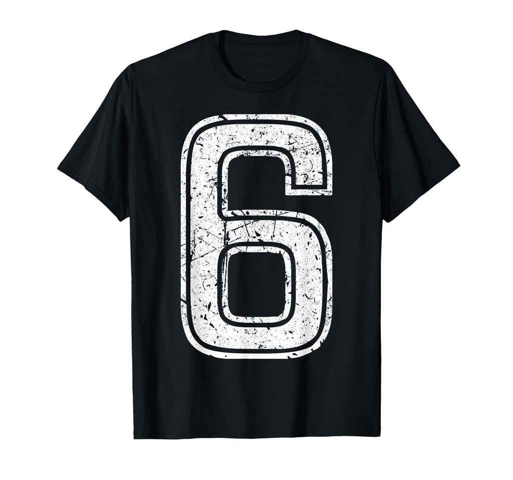 White Sports Team Number 6 T-Shirt - Unique Graphic for Adults - T-Shirt, Sweatshirt, Hoodie
