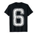 White Sports Team Number 6 T-Shirt - Unique Graphic for Adults - T-Shirt, Sweatshirt, Hoodie