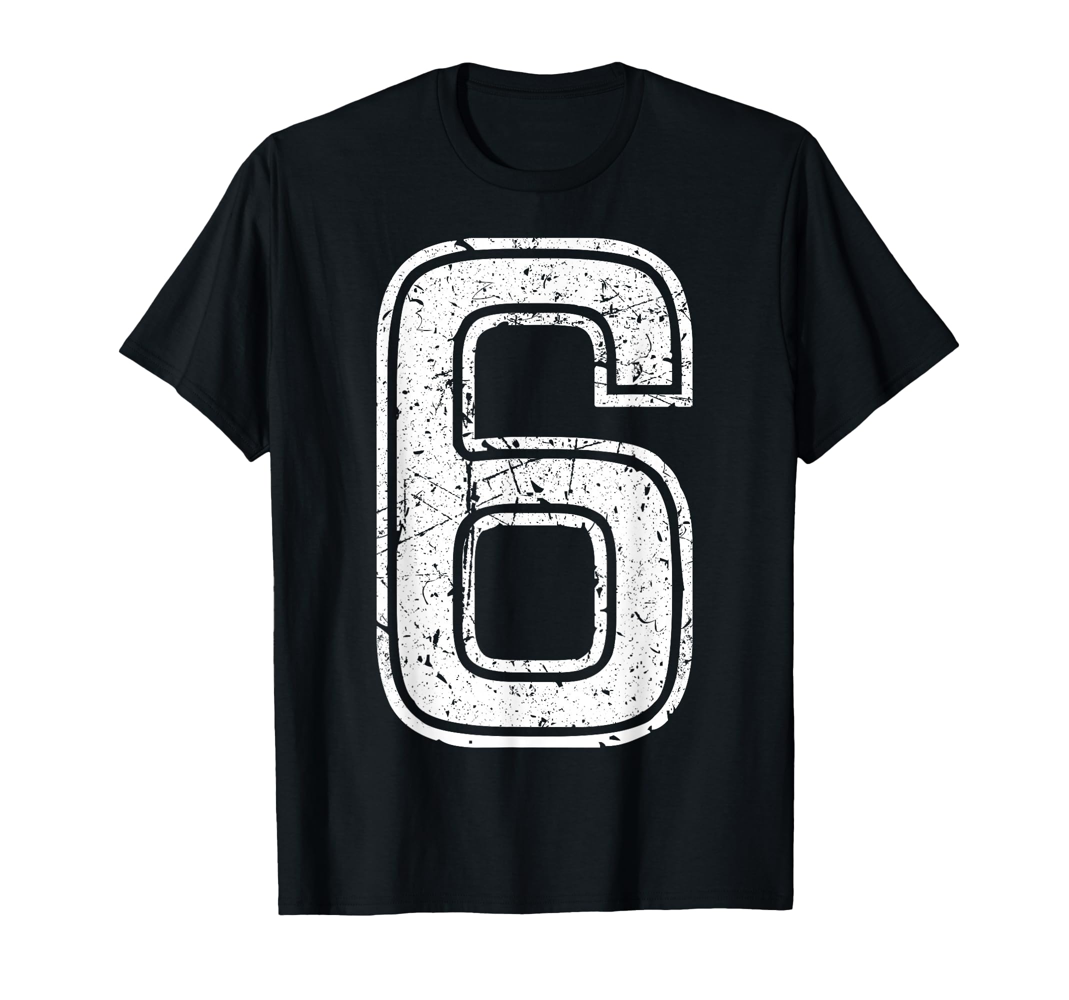 White Sports Team Number 6 T-Shirt - Unique Graphic for Adults - T-Shirt, Sweatshirt, Hoodie