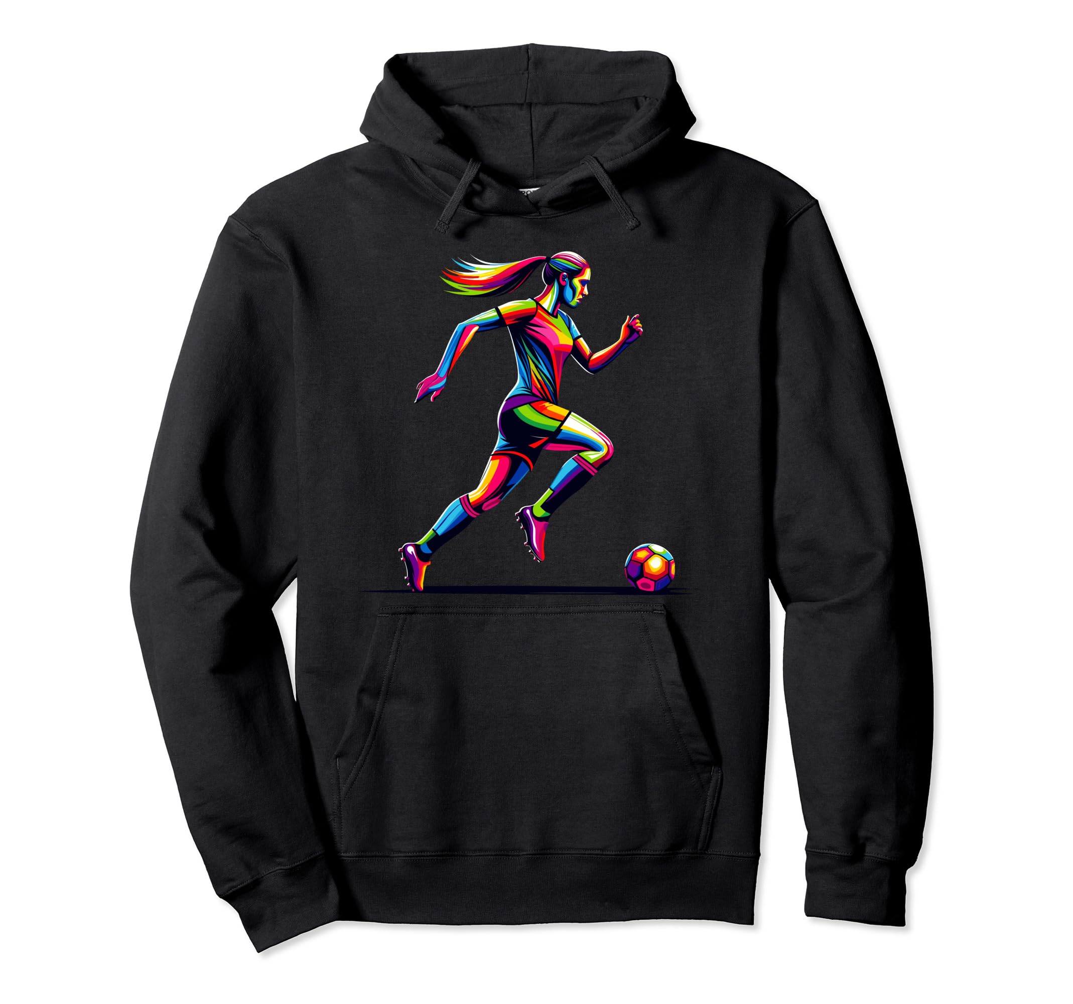 Colorful Pop Art Soccer Sport Player Hoodie - Streetwear Style for Adults - T-Shirt, Sweatshirt, Hoodie
