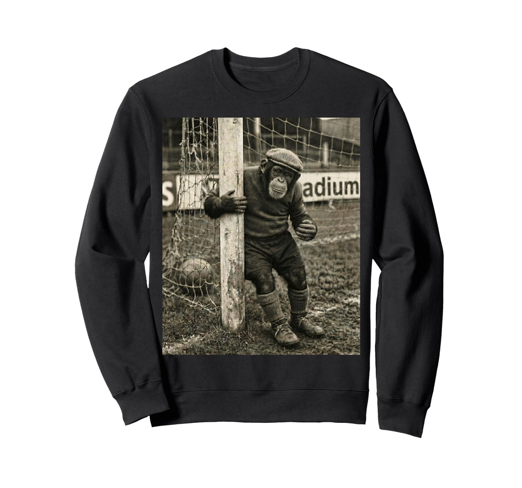 Chimp Player Goalpost Lazy Soccer Sweatshirt - Novelty Apparel Men Women - T-Shirt, Sweatshirt, Hoodie