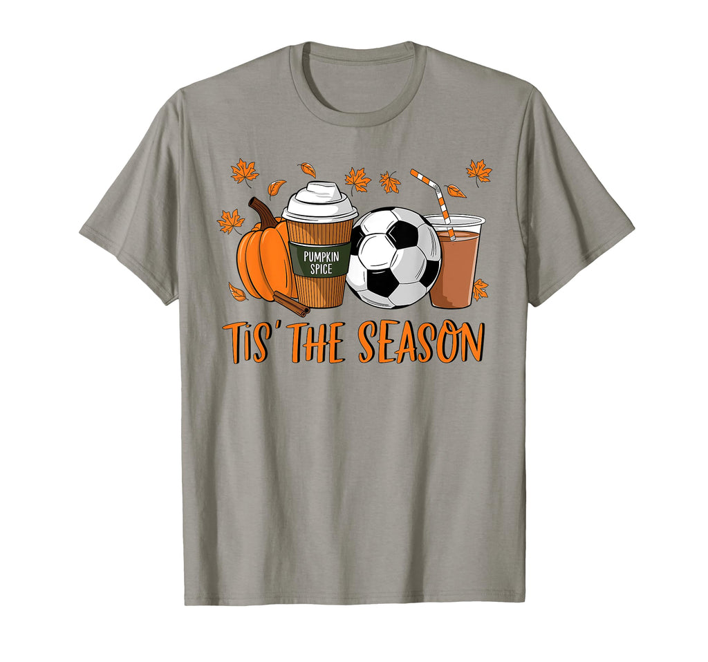 Tis Season Soccer Pumpkin Spice Fall T-Shirt - Minimalist Print Unisex - T-Shirt, Sweatshirt, Hoodie
