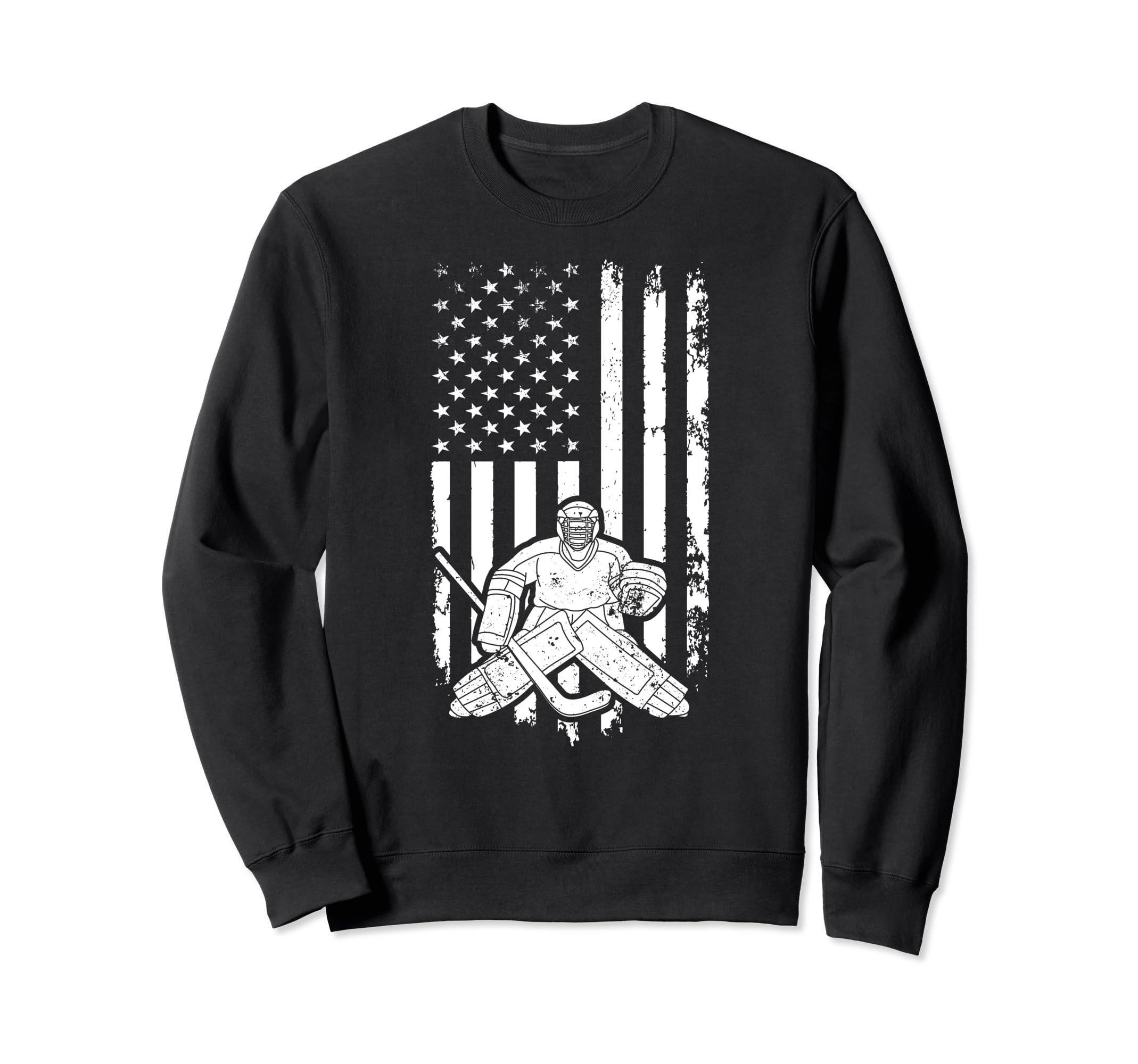 Ice Hockey Goalkeeper Us Flag Ice Sweatshirt - Streetwear Style for Adults - T-Shirt, Sweatshirt, Hoodie