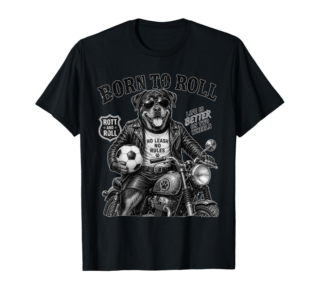 Rottweiler Motorbike Love Footbal T-Shirt - Fun Novelty Design Men Women - T-Shirt, Sweatshirt, Hoodie