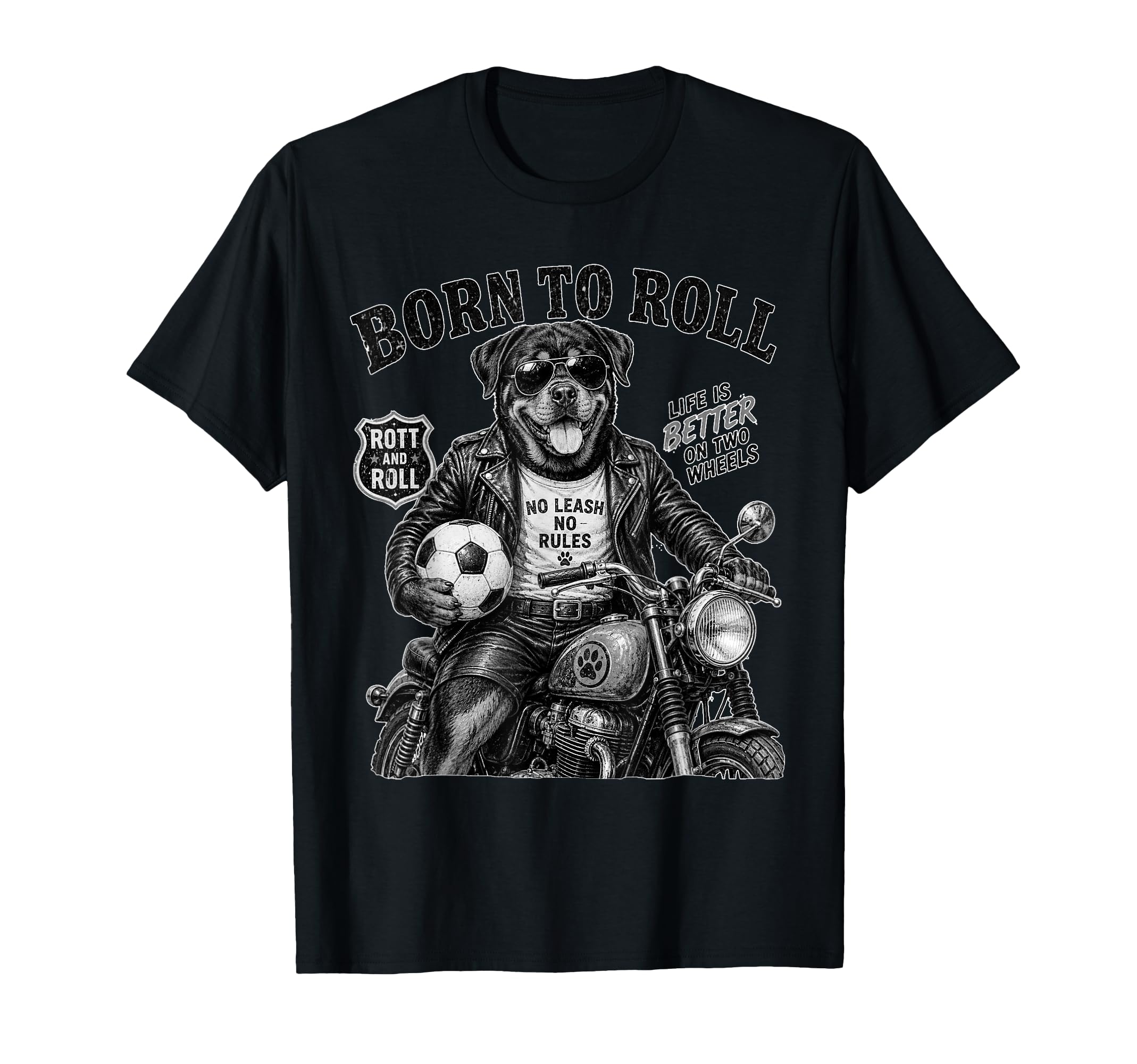 Rottweiler Motorbike Love Footbal T-Shirt - Fun Novelty Design Men Women - T-Shirt, Sweatshirt, Hoodie