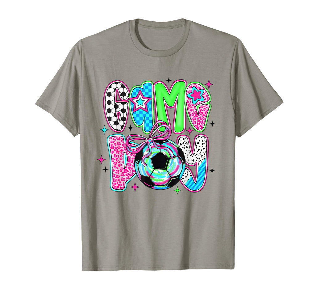 Game Day Soccer Bow Checkered Leopard T-Shirt - Custom Art Print Unisex - T-Shirt, Sweatshirt, Hoodie