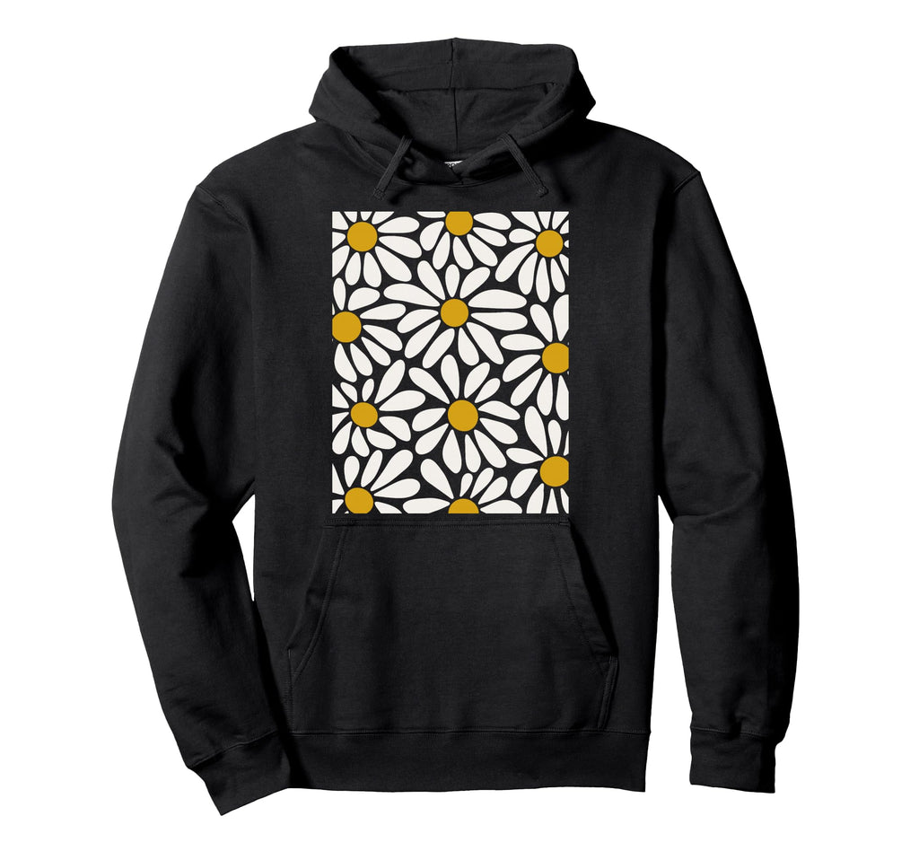 Boho White Daisy Floral Summer Art Hoodie - Trendy Graphic Men Women - T-Shirt, Sweatshirt, Hoodie