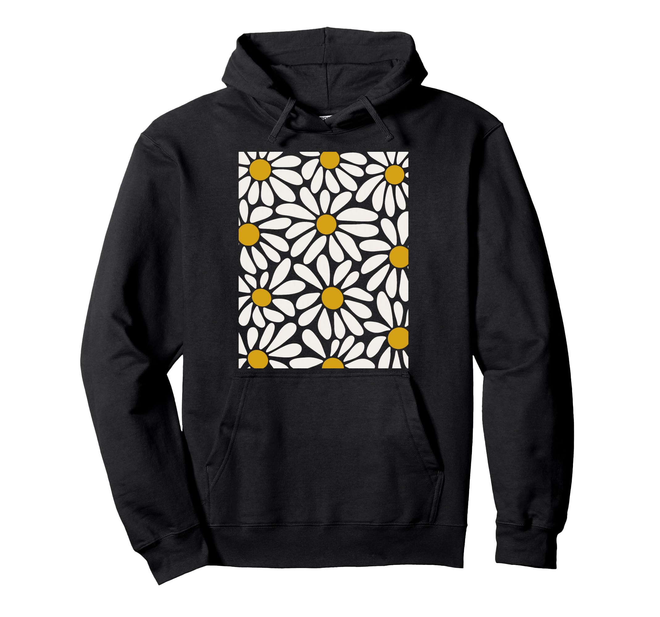 Boho White Daisy Floral Summer Art Hoodie - Trendy Graphic Men Women - T-Shirt, Sweatshirt, Hoodie