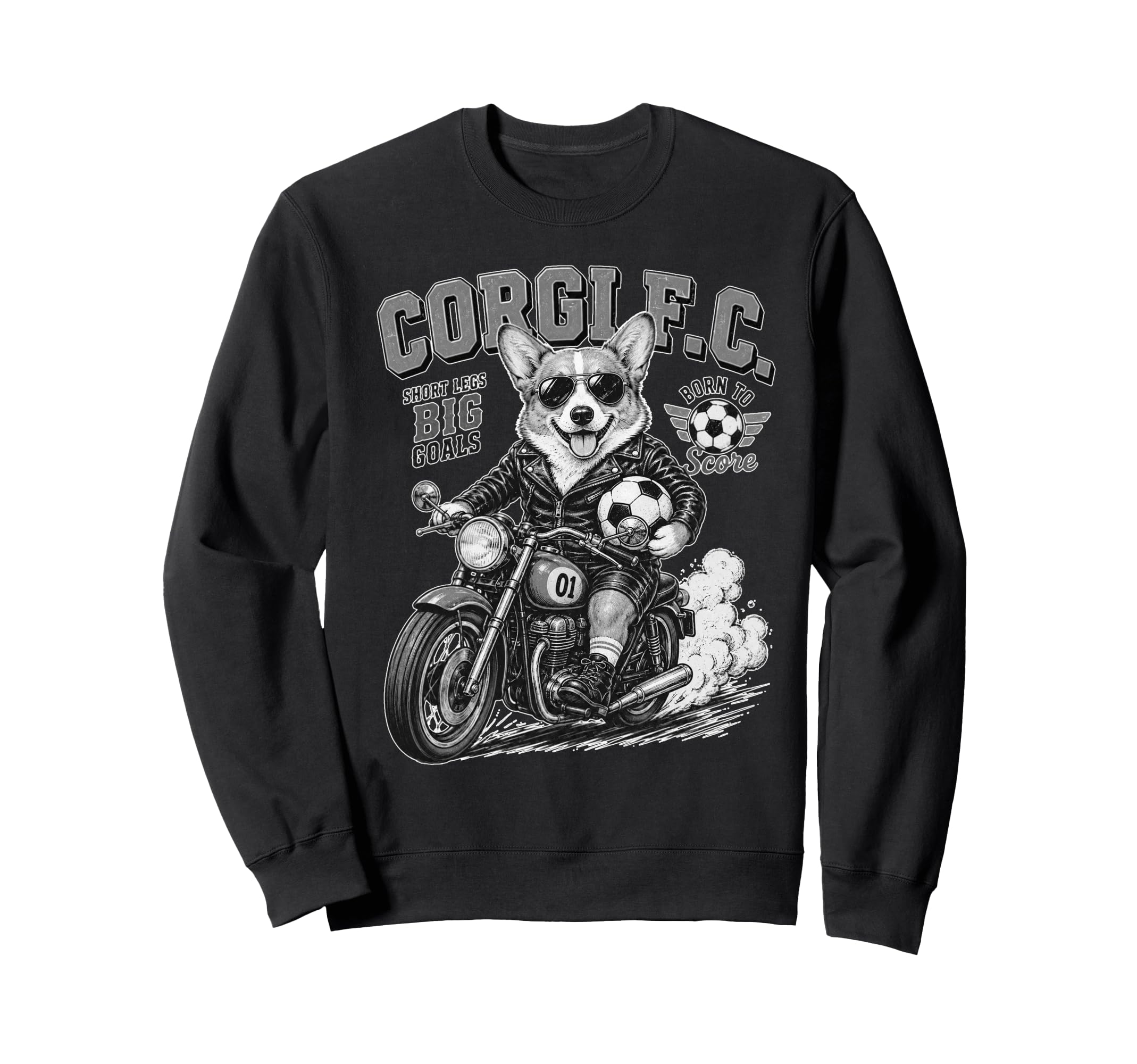 Pembroke Welsh Corgi Motorbike Love Sweatshirt - Trendy Graphic Unisex - T-Shirt, Sweatshirt, Hoodie