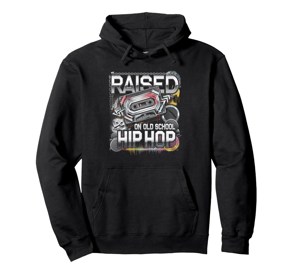 Raised Old School Hip Hop Cassette Hoodie - Unique Graphic Men Women - T-Shirt, Sweatshirt, Hoodie