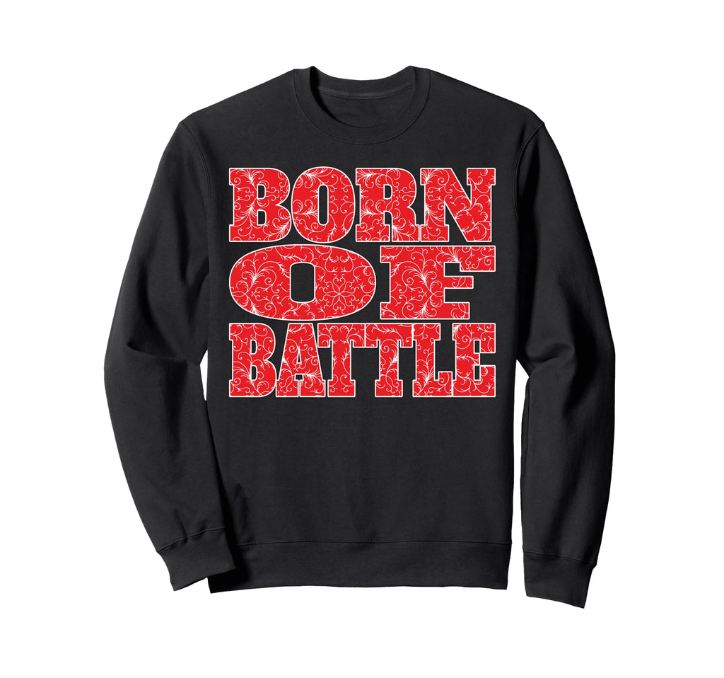 Born Battle Patterned Text Soccer Sweatshirt - Unique Graphic Men Women - T-Shirt, Sweatshirt, Hoodie