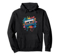80S Cassette Splash Cassette Tape Hoodie - Unique Graphic for Adults - T-Shirt, Sweatshirt, Hoodie