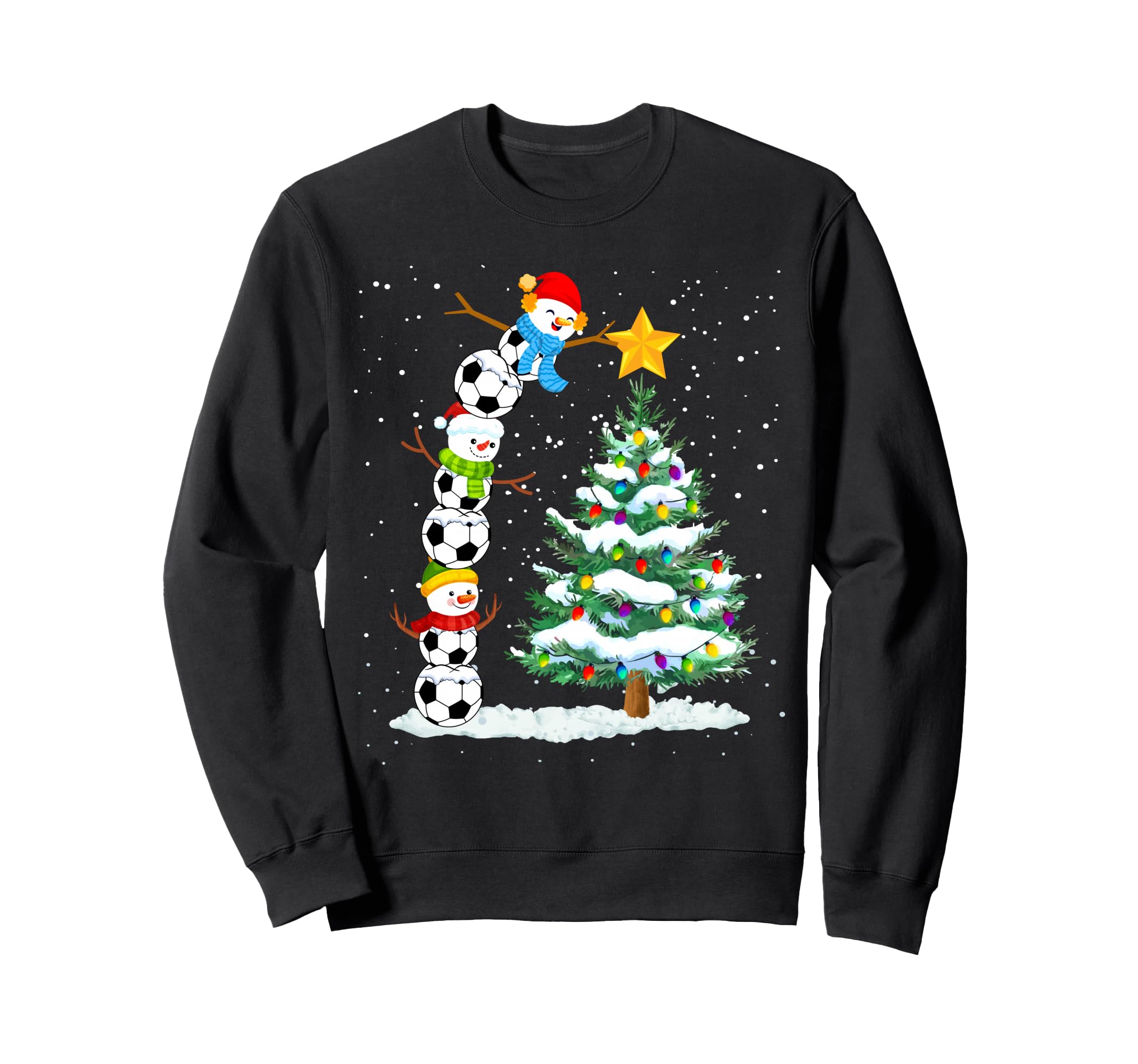 Funny Soccer Snowman Topper Tree Sweatshirt - Novelty Apparel Unisex - T-Shirt, Sweatshirt, Hoodie