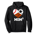 Mom Cubed Mom3 Mom Three Baseball Soccer Hoodie - Unique Graphic Unisex - T-Shirt, Sweatshirt, Hoodie