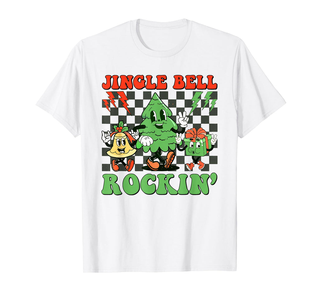 Checkered Jingle Bell Rockin Tree Rock T-Shirt - Graphic Print Men Women - T-Shirt, Sweatshirt, Hoodie