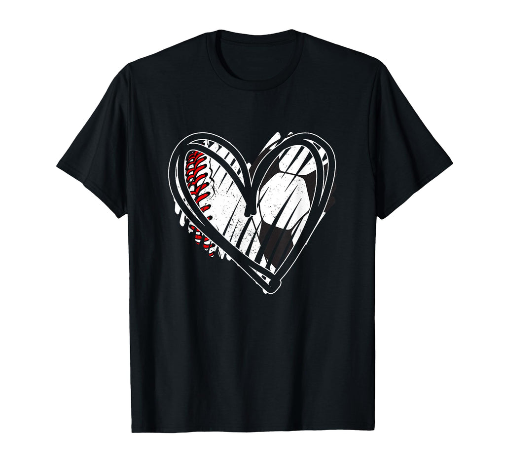 Baseball Soccer Ball Heart Love T-Shirt - Aesthetic Graphic Unisex - T-Shirt, Sweatshirt, Hoodie
