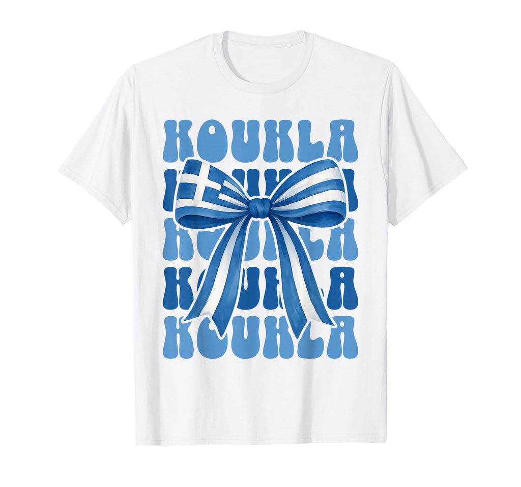 Koukla Greek Coquette Bow Greece Flag T-Shirt - Trendy Graphic for Adults - T-Shirt, Sweatshirt, Hoodie