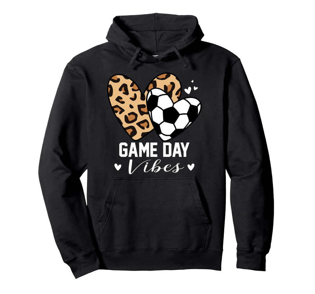Game Day Vibes Funny Soccer Mom Leopard Hoodie - Aesthetic Graphic Unisex - T-Shirt, Sweatshirt, Hoodie