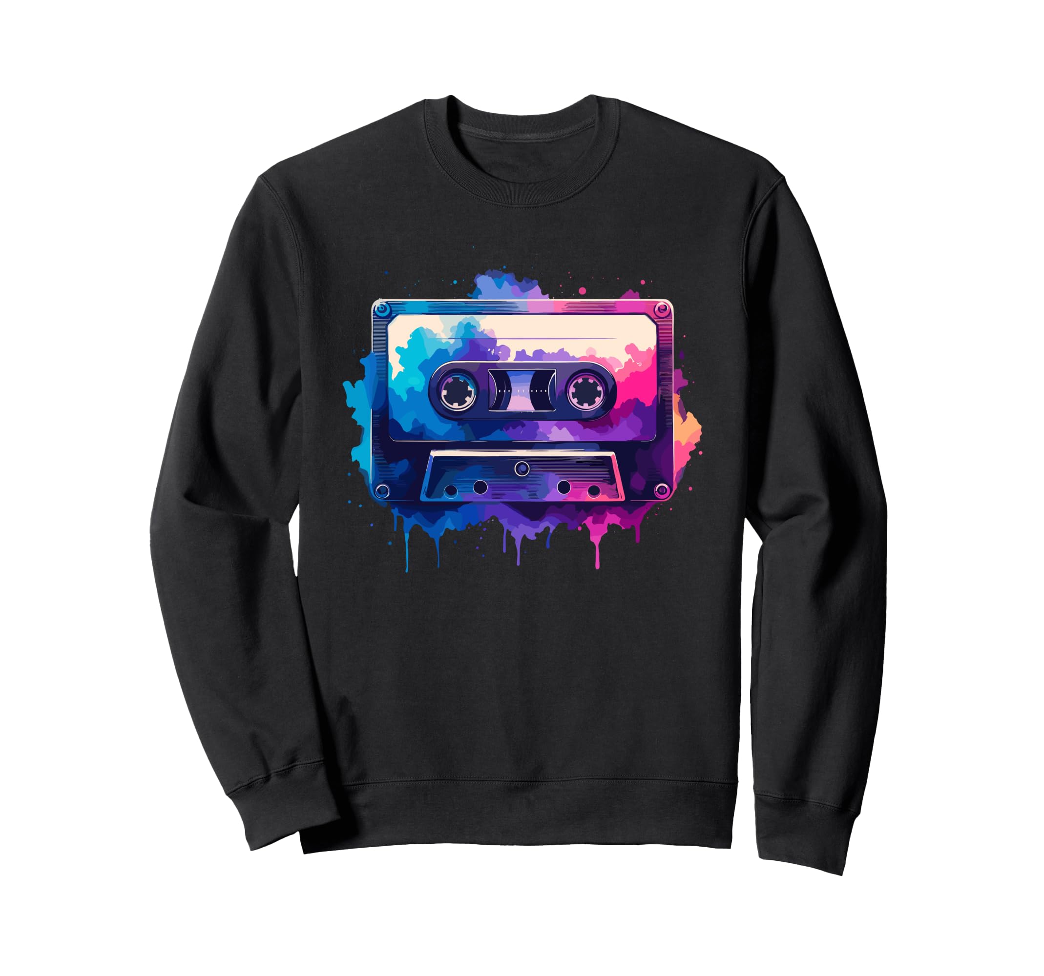 Splash Art Cassette Player Music Sweatshirt - Minimalist Print for Adults - T-Shirt, Sweatshirt, Hoodie