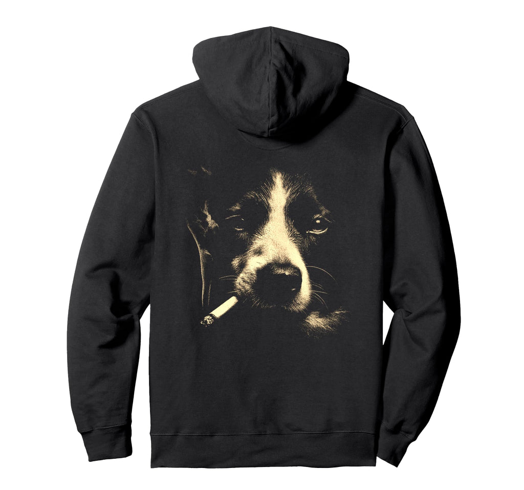 Border Collie Smoking Cigarette Hoodie - Minimalist Print for Adults - T-Shirt, Sweatshirt, Hoodie