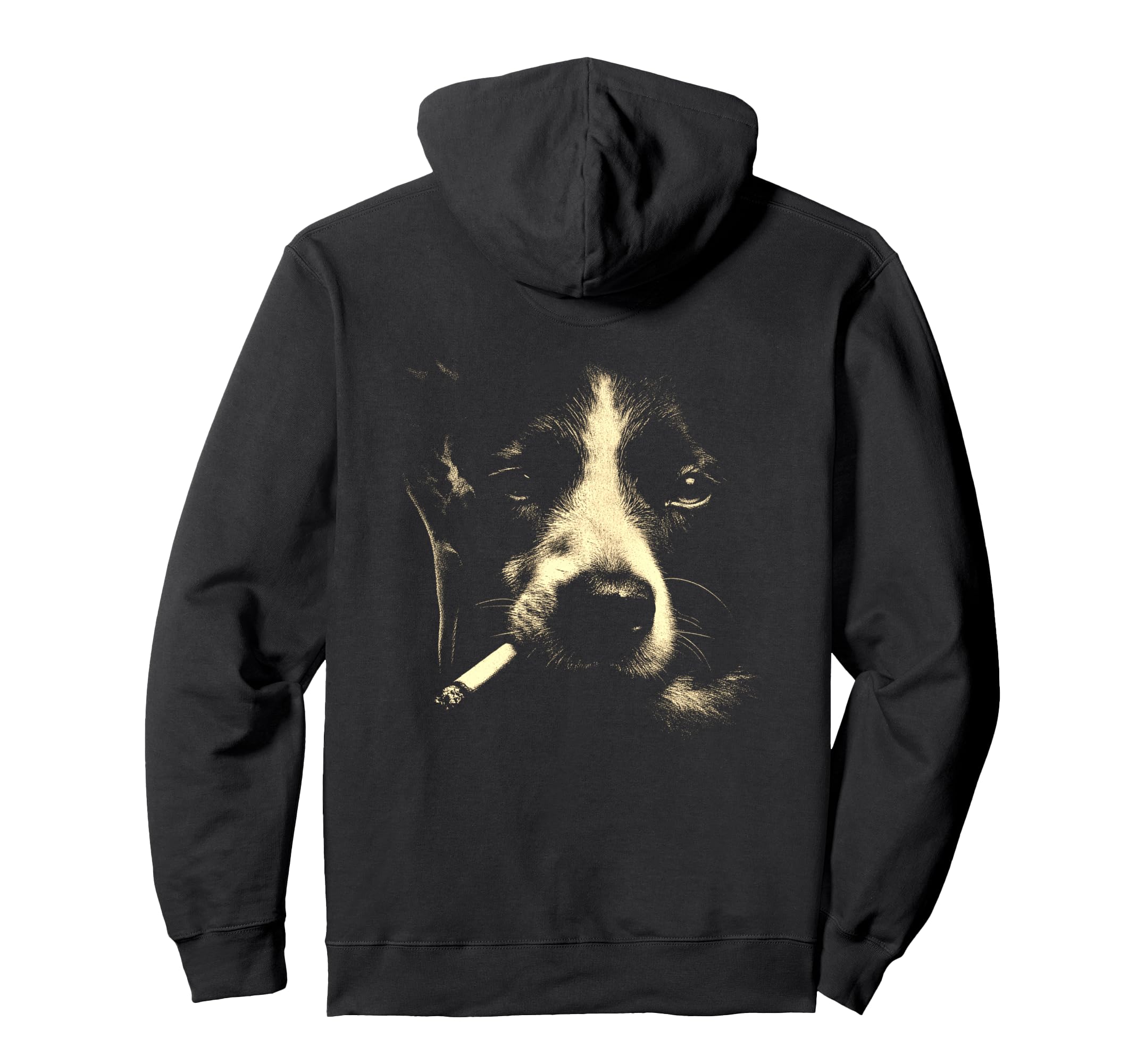 Border Collie Smoking Cigarette Hoodie - Minimalist Print for Adults - T-Shirt, Sweatshirt, Hoodie