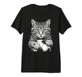 Cat Playing Soccer Black And White T-Shirt - Unique Graphic for Adults - T-Shirt, Sweatshirt, Hoodie
