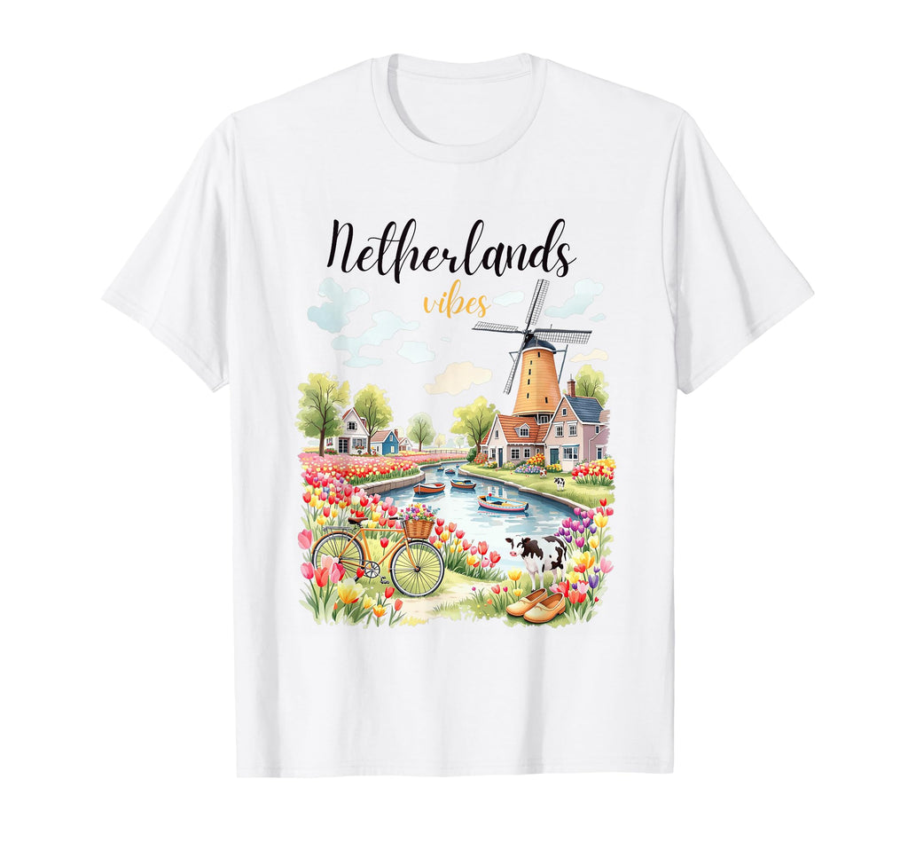 Dutch Windmill Tulip Fields T-Shirt - Streetwear Style for Adults - T-Shirt, Sweatshirt, Hoodie