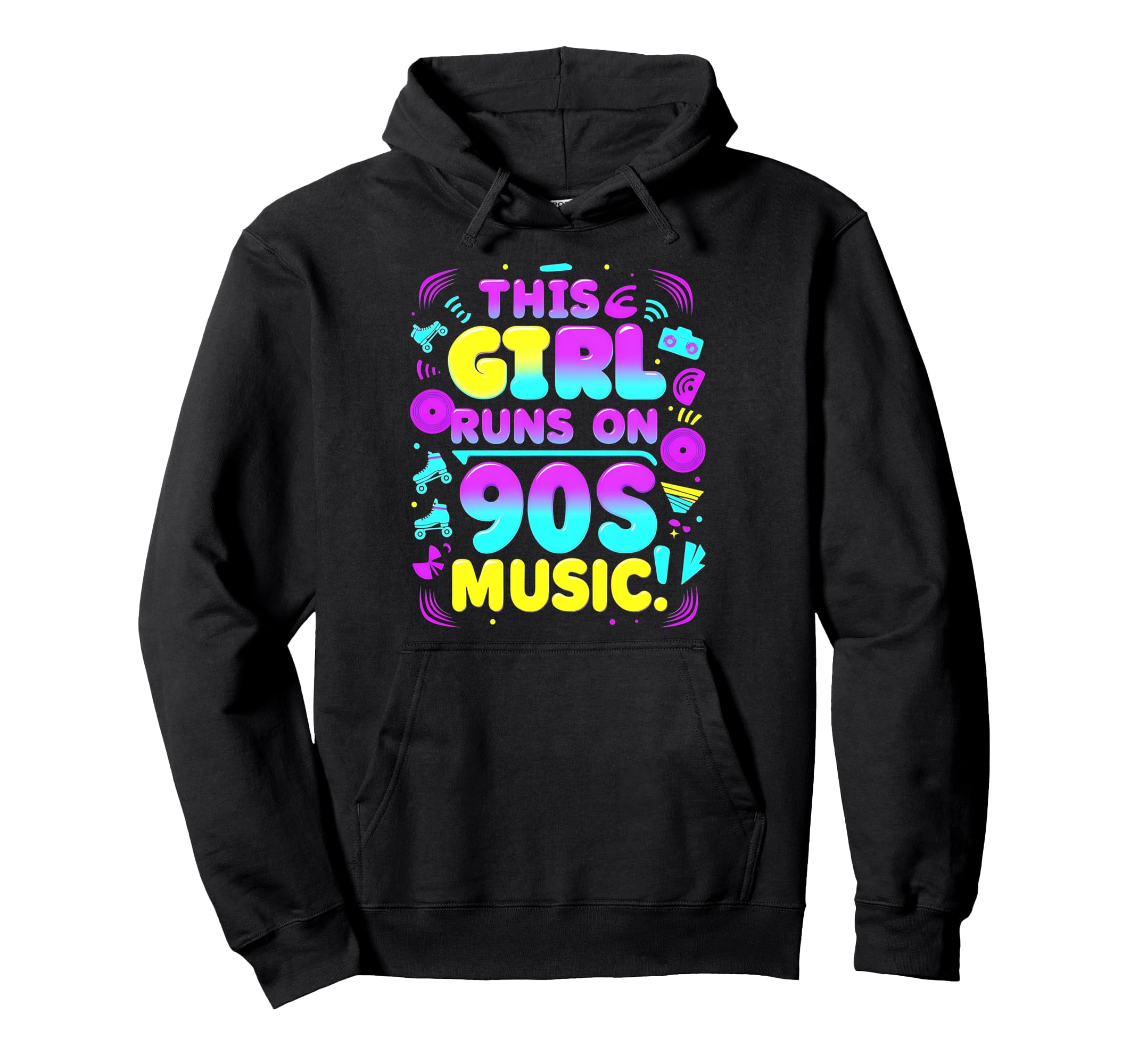 This Runs 90S Music Fun Roller Skate Hoodie - Trendy Graphic Men Women - T-Shirt, Sweatshirt, Hoodie